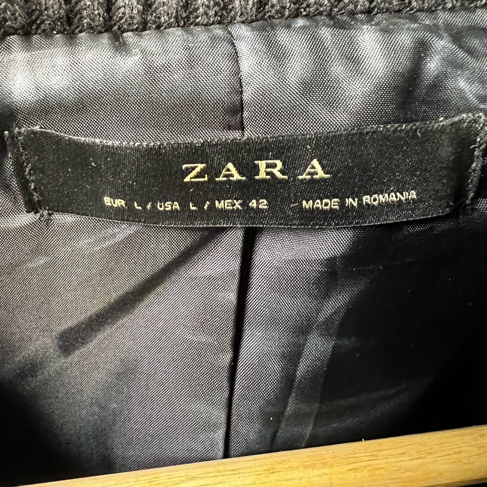ZARA Classic Wool Cotton Blend Coat Jacket Gray Preppy Academia Luxury Fall L - Picture 2 of 11
